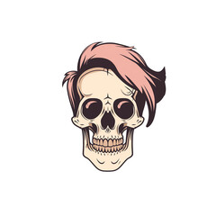 Fototapeta premium Pink Hair Skull Illustration