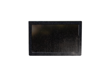 Very dirty, dusty, muddy wall mounted LED TV. On isolated transparent background.