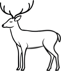 Set of deer in continuous line art drawing style. Continuous line drawing collection of deer. Deer in abstract and minimalist linear icon set. Vector illustration Pro Vector.