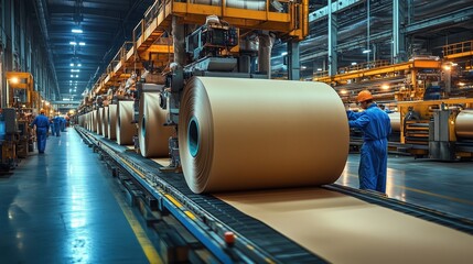 Industrial Paper Manufacturing in Factory Setting