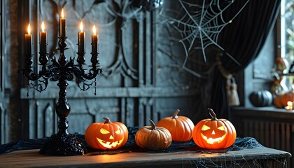 halloween jack o lantern with pumpkins