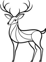 Set of deer in continuous line art drawing style. Continuous line drawing collection of deer. Deer in abstract and minimalist linear icon set. Vector illustration Pro Vector.