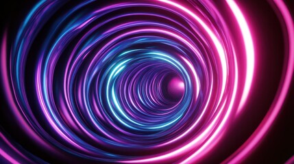 Obraz premium A futuristic spiral background in neon colors, with glowing lines creating a mesmerizing and sci-fi inspired effect.