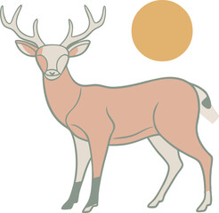 Set of deer in continuous line art drawing style. Continuous line drawing collection of deer. Deer in abstract and minimalist linear icon set. Vector illustration Pro Vector.