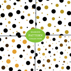 Black and gold confetti dots Seamless Pattern Background