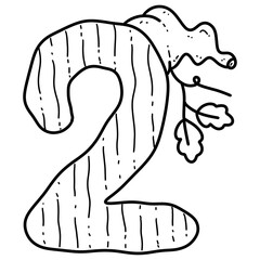 Number 2 Whimsical pumpkin Alphabet and Numbers Doodle Design