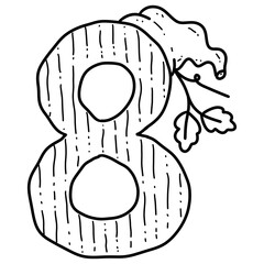 Number 8 Whimsical pumpkin Alphabet and Numbers Doodle Design