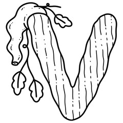 Alphabet V Whimsical pumpkin Alphabet and Numbers Doodle Design