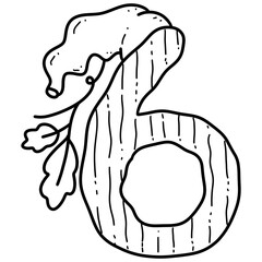 Number 6 Whimsical pumpkin Alphabet and Numbers Doodle Design