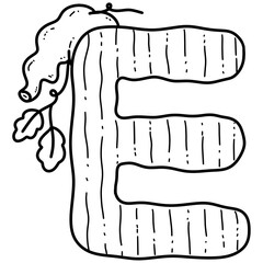 Alphabet E Whimsical pumpkin Alphabet and Numbers Doodle Design