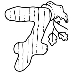 Number 7 Whimsical pumpkin Alphabet and Numbers Doodle Design