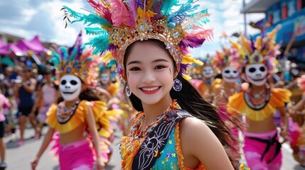 Vibrant Festival Celebration with Colorful Costumes