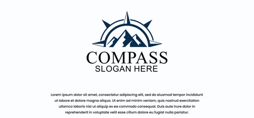 compass or navigation logo, compass direction vector with modern style