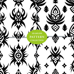 black Tribal Seamless Pattern Background