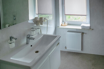 Travel Concepts. View of Cleaned Modern Bathroom Interior.