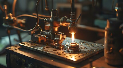 Metal brazing station with torch