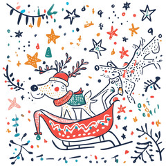 Christmas and New Year accessories on white background