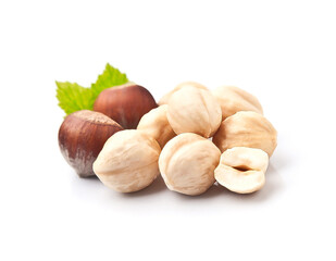 Hazelnuts with leaves