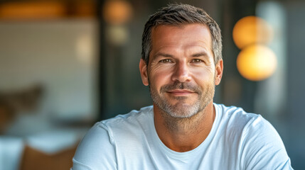 Obraz premium Handsome mature man smiling looking at camera