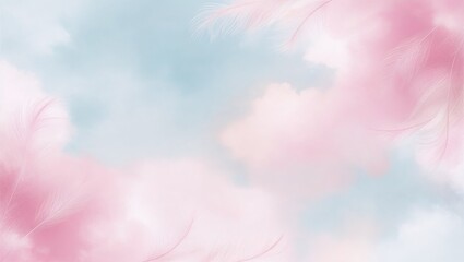 핑크색과 베이비 블루 색상의 깃털이 있는 아름다운 배경