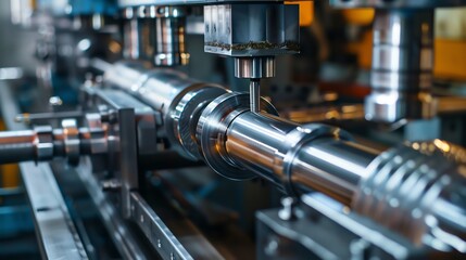 Pipe threading machine in a factory