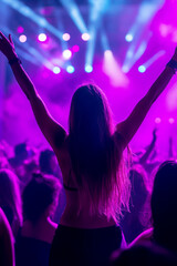 Young people having fun at the party. AI generative.