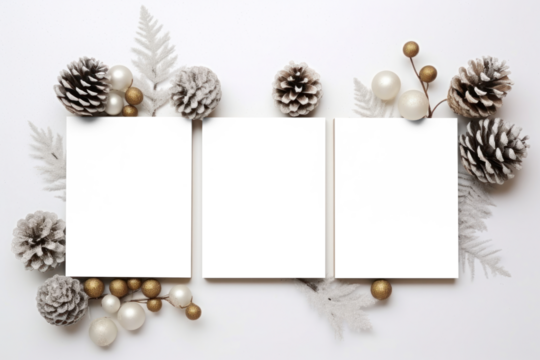 PNG flatlay festive card s mockup, transparent design