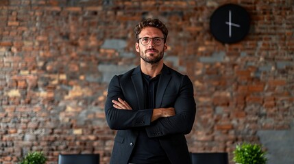Obraz premium Confident businessman in modern office setting