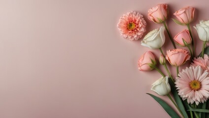 Obraz premium Soft Pink Floral Arrangement on Light Pink Background