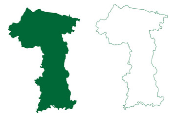 Madhepura district (Bihar State, Kosi division, Republic of India) map vector illustration, scribble sketch Madhepura map