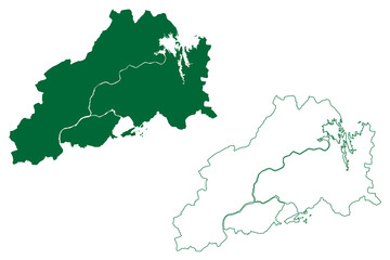 Obraz premium Mahisagar district (Gujarat State, Republic of India) map vector illustration, scribble sketch Mahisagar map