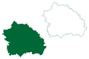 Mainpuri district (Uttar Pradesh State, Republic of India) map vector illustration, scribble sketch Mainpuri map
