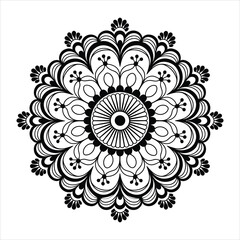 Mehndi mandala silhouette vector with floral displayed on a white background
