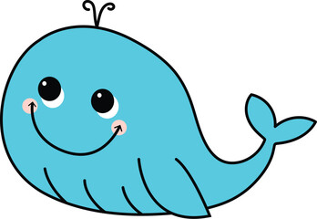 Blue cute whale vector illustration