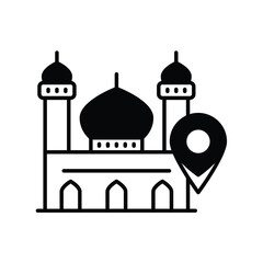mosque glyph icon with white background vector stock illustration