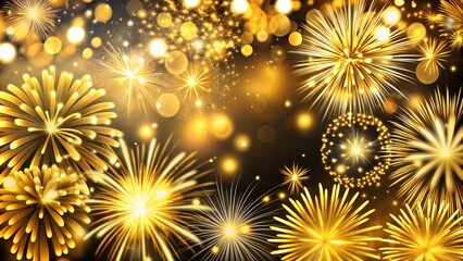 Abstract night background with golden fireworks
