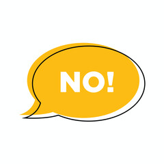 Word no text on talk shape. Vector illustration yes no in speech bubble on white background.