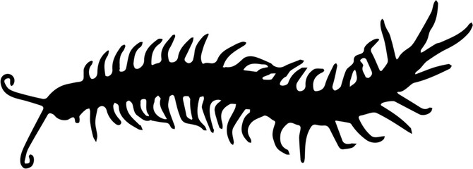 Vector silhouette illustration of a centipede for halloween day
