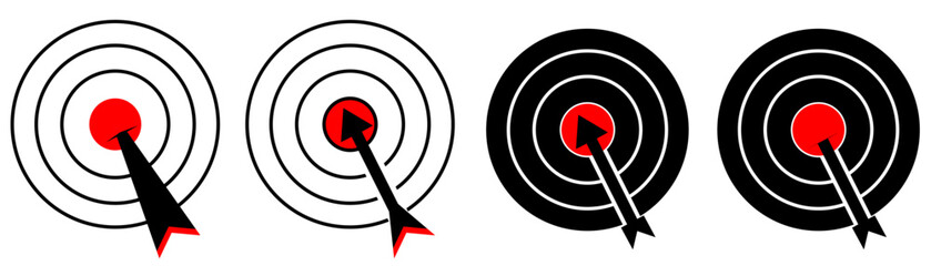 Target stroke and solid web icon set. Vector illustration..