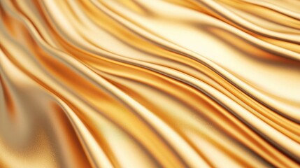 Fototapeta premium Elegant golden fabric with soft, flowing patterns creating a luxurious and rich appearance perfect for decor and fashion.