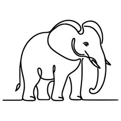 one line drawing elephant wild animal vector illustration template design