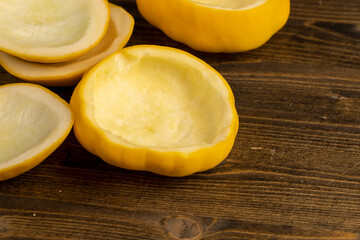 peeled and cut pumpkins on top for baking with meat