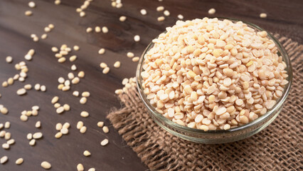 Assorted different types of beans and cereals grains. Set of indispensable sources of protein for a healthy lifestyle. Everyday use at Indian households.