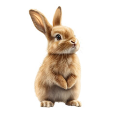 Obraz premium fluffy brown rabbit standing isolated on transparent background Generative Ai.
