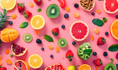 fruits and vegetable herbal concept  for background or 2d illustrator cartoon.