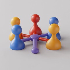 Obraz premium 3D Network Icon: Connecting Team Members for Success Logo Illustration