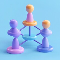 3D Network Icon: Connecting Team Members for Success Logo Illustration
