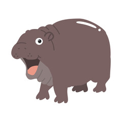Cartoon baby hippo doodle character