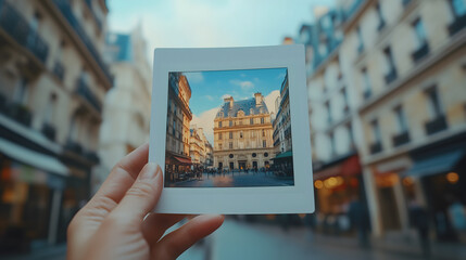 Hand Holding Louvre Polaroid Picture
