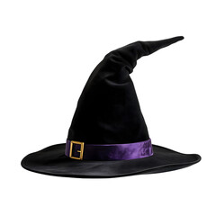 black witch's hat isolated on transparent background Generative Ai.

